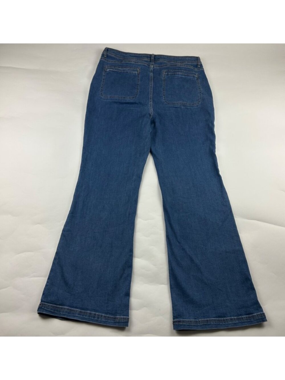 Knox Rose Blue Stretch Denim High Rise Utility Flared Jeans 17 - Picture 5 of 6